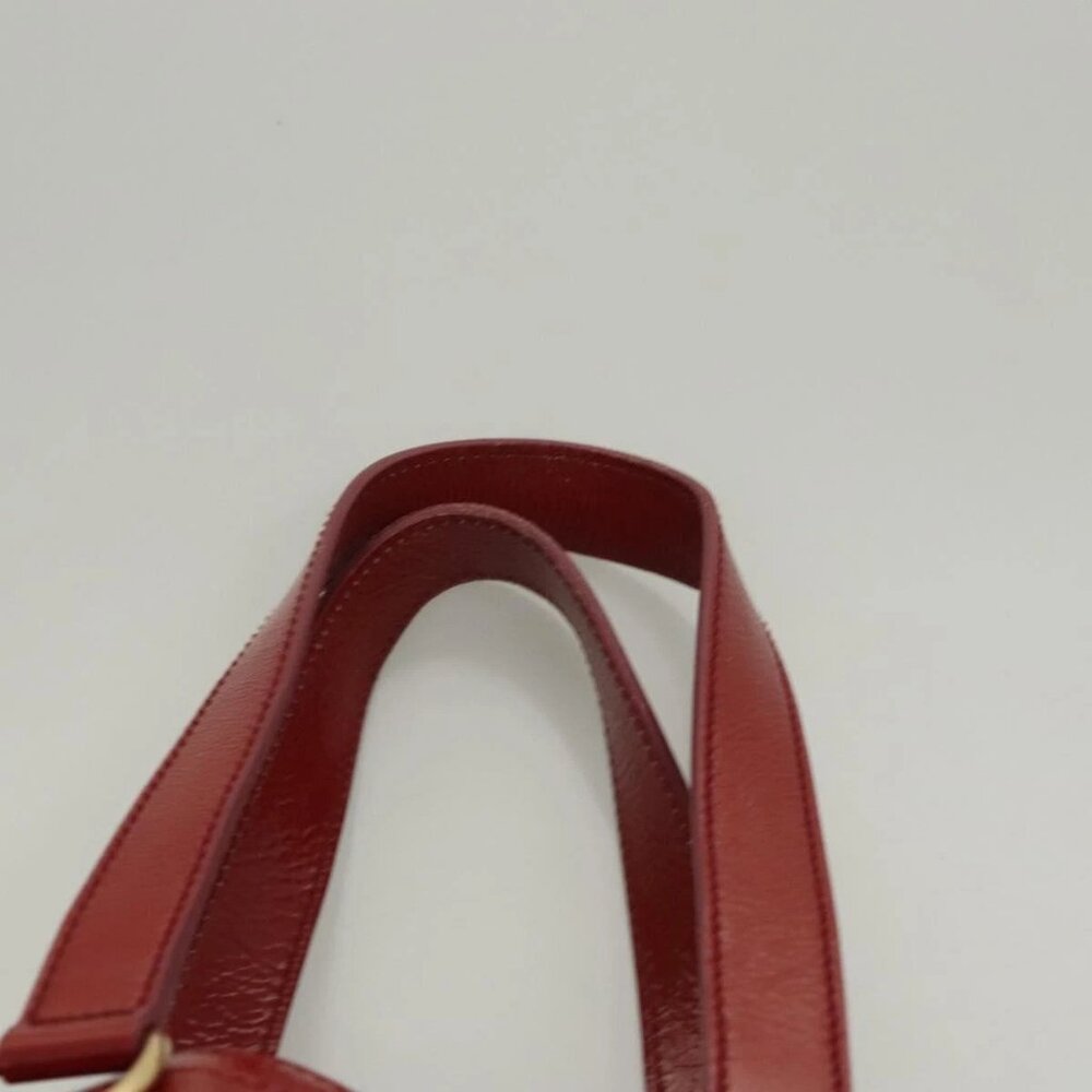 SAINT LAURENT Downtown Shoulder Bag Enamel Red Gold Auth sw465 - Picture 8 of 16